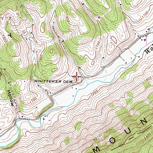 Topographic Map of Whitteker Cemetery, VA