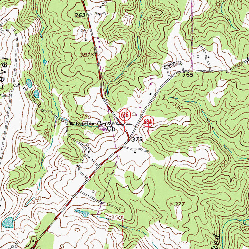 Topographic Map of Whittles Grove Church, VA