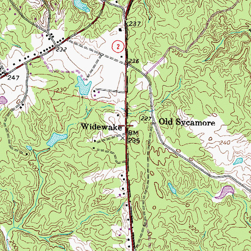 Topographic Map of Widewake, VA
