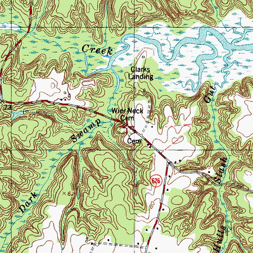 Topographic Map of Wier Neck Cemetery, VA