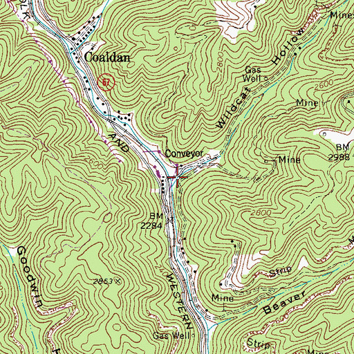 Topographic Map of Wildcat Hollow, VA