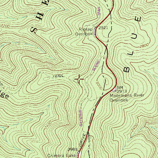 Topographic Map of Wildcat Ridge, VA