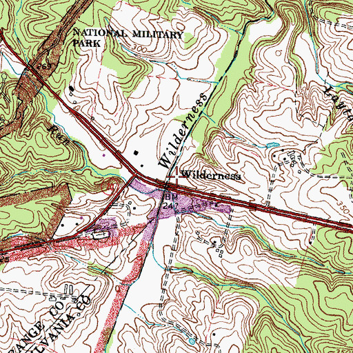 Topographic Map of Wilderness, VA
