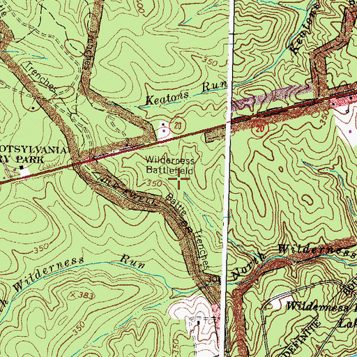 Topographic Map of Wilderness Battlefield, VA