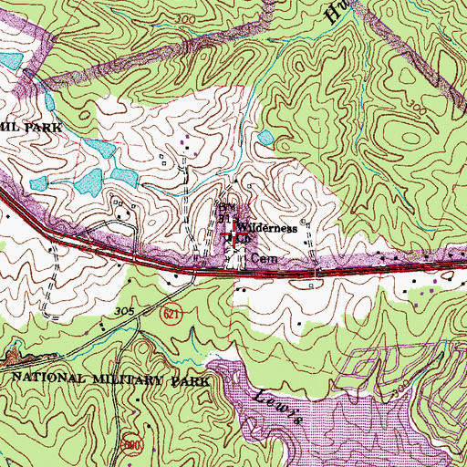 Topographic Map of Wilderness Church, VA