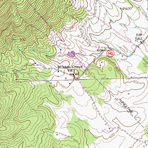 Topographic Map of Wildon Grove Church, VA
