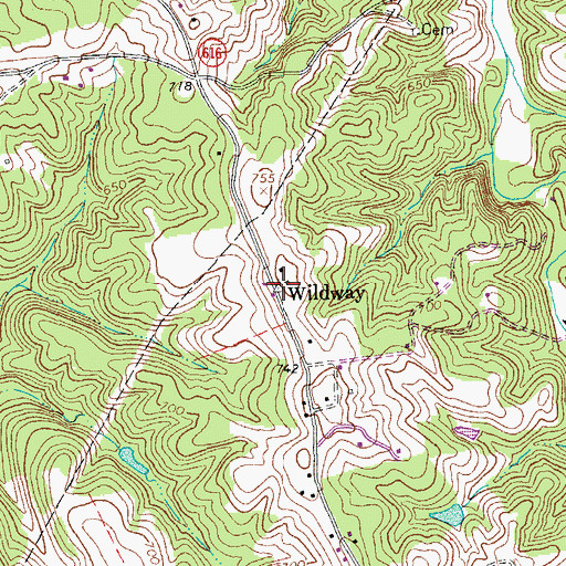 Topographic Map of Wildway, VA