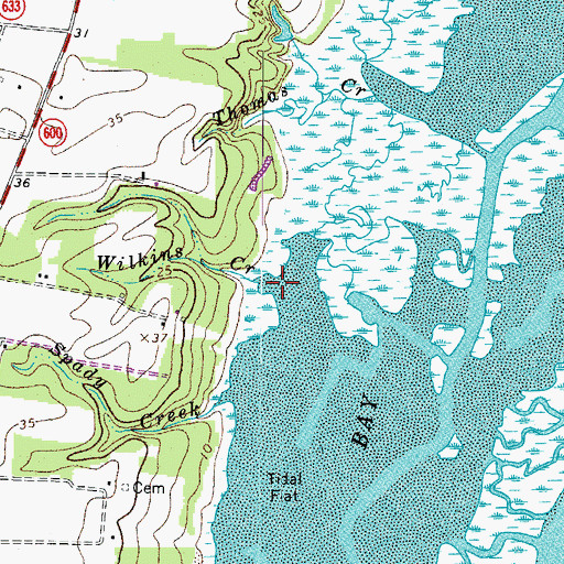 Topographic Map of Wilkins Creek, VA