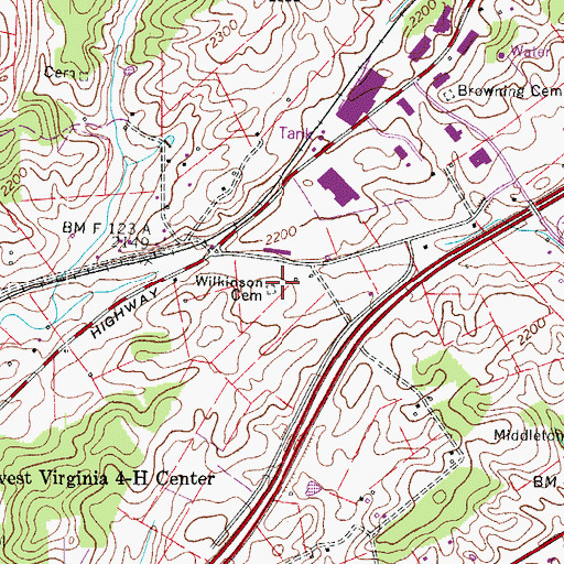 Topographic Map of Wilkinson Cemetery, VA