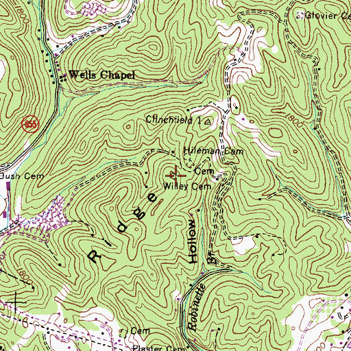 Topographic Map of Willey Cemetery, VA