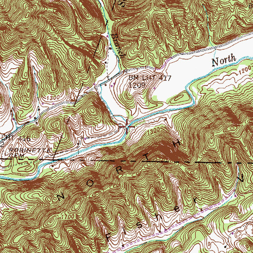 Topographic Map of Williams Branch, VA