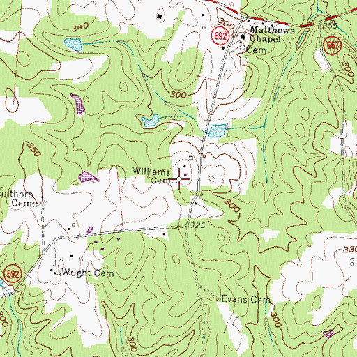 Topographic Map of Williams Cemetery, VA