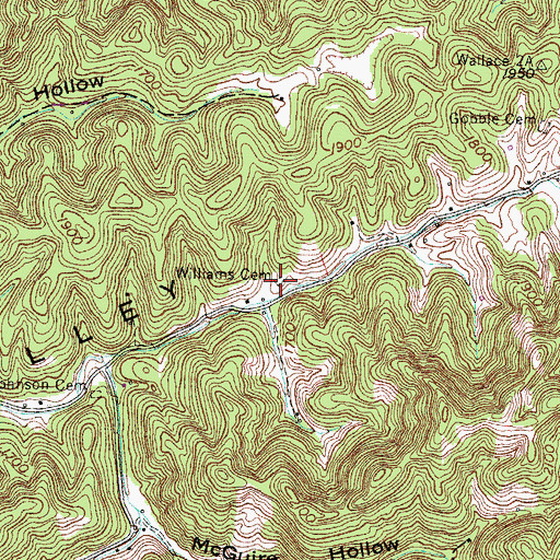Topographic Map of Williams Cemetery, VA