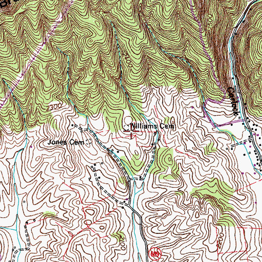 Topographic Map of Williams Cemetery, VA