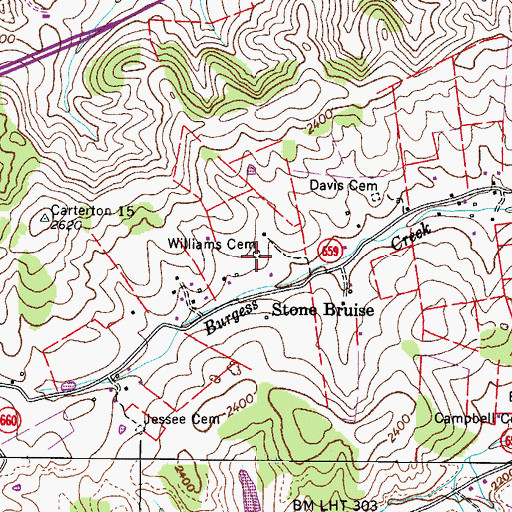 Topographic Map of Williams Cemetery, VA