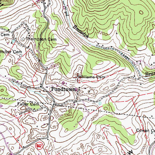 Topographic Map of Williams Cemetery, VA