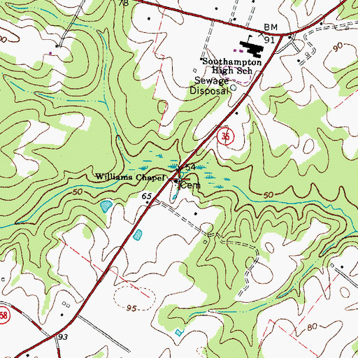 Topographic Map of Williams Chapel, VA