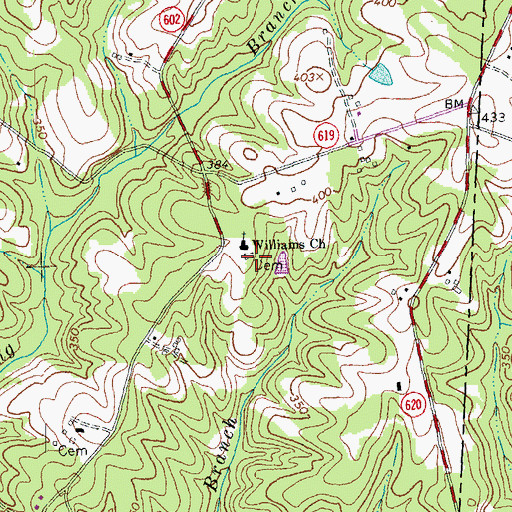 Topographic Map of Williams Church, VA