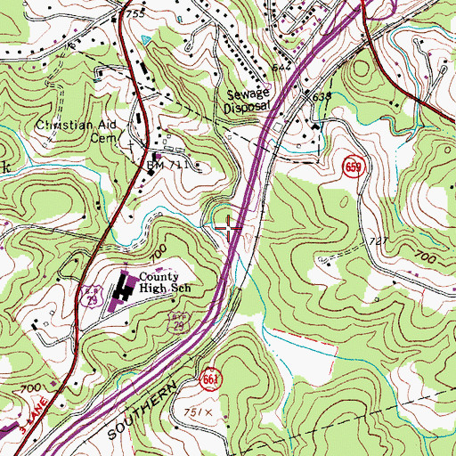 Topographic Map of Williams Creek, VA