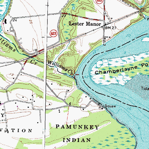 Topographic Map of Williams Creek, VA