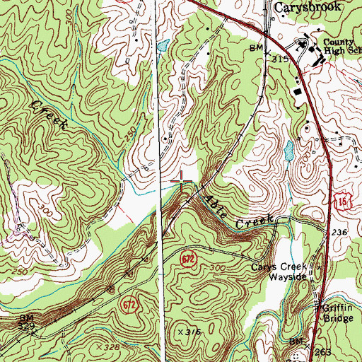 Topographic Map of Williams Creek, VA