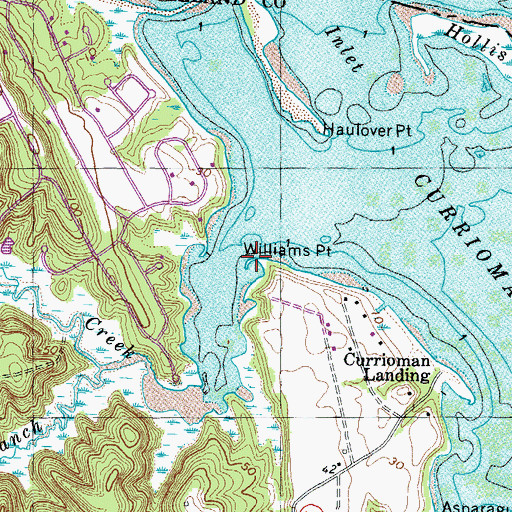 Topographic Map of Williams Point, VA