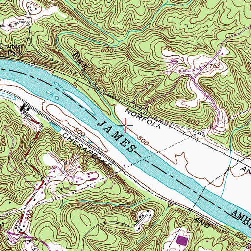 Topographic Map of Williams Run, VA