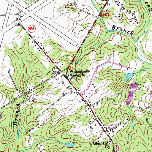 Topographic Map of Williamson Memorial Church, VA