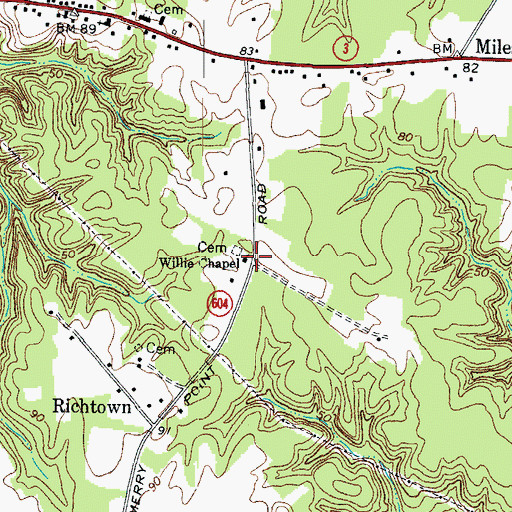 Topographic Map of Willie Chapel, VA