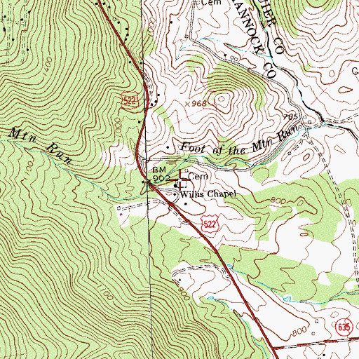 Topographic Map of Willis Chapel, VA