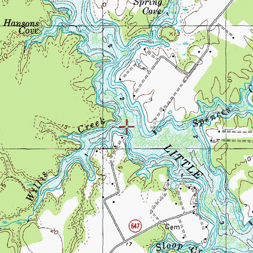 Topographic Map of Willis Creek, VA