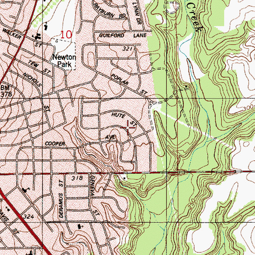 Topographic Map of Woodland Heights, AL