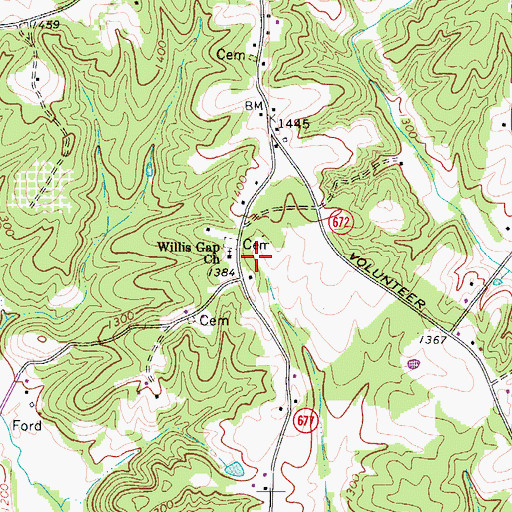 Topographic Map of Willis Gap Church, VA