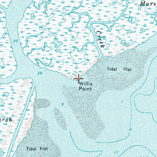 Topographic Map of Willis Point, VA