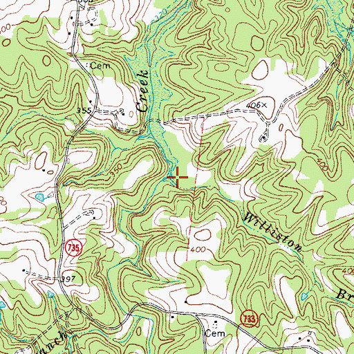 Topographic Map of Williston Branch, VA