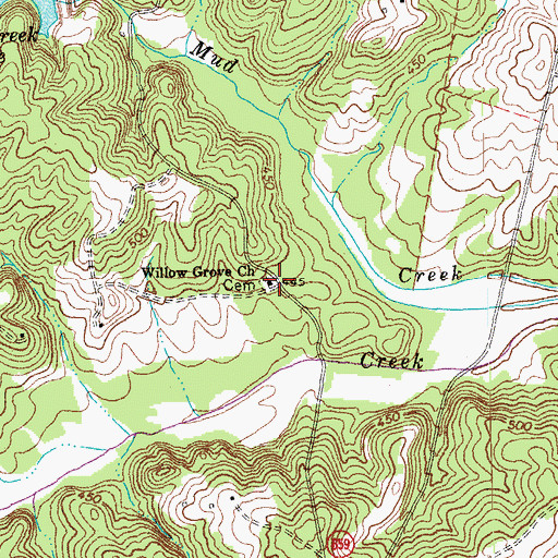 Topographic Map of Willow Grove Church, VA