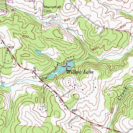 Topographic Map of Willow Lake, VA