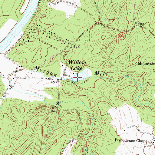 Topographic Map of Willow Lake, VA