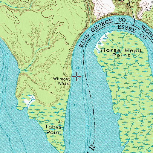 Topographic Map of Wilmont Wharf, VA