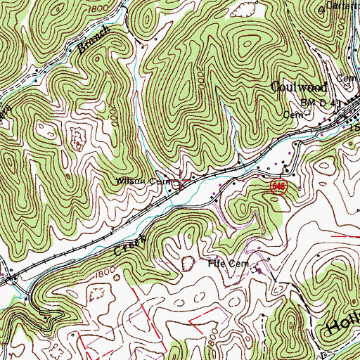 Topographic Map of Wilson Cemetery, VA