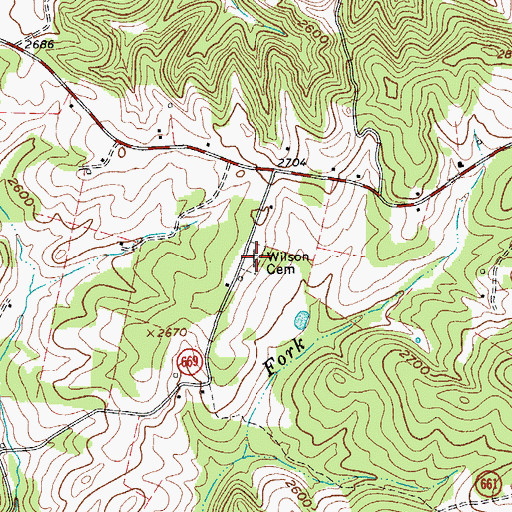Topographic Map of Wilson Cemetery, VA