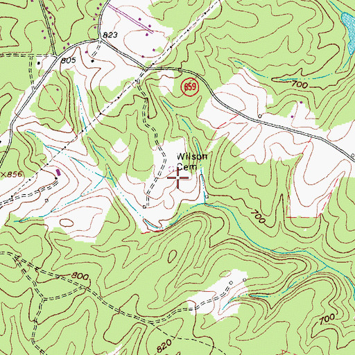 Topographic Map of Wilson Cemetery, VA