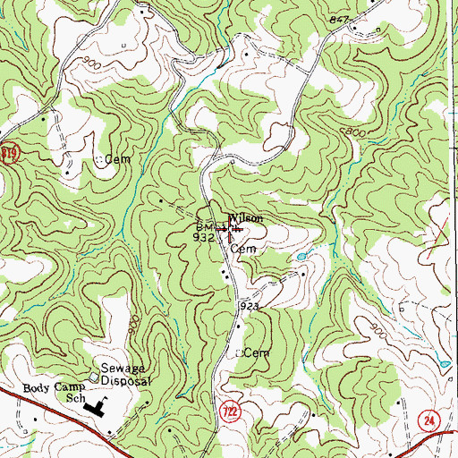Topographic Map of Wilson Church, VA