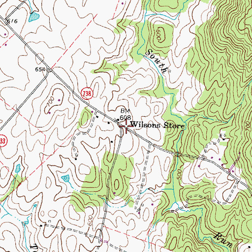 Topographic Map of Wilsons Store, VA
