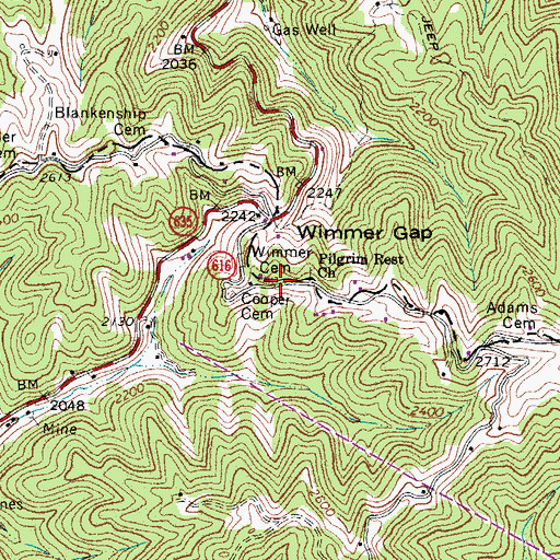Topographic Map of Wimmer Cemetery, VA