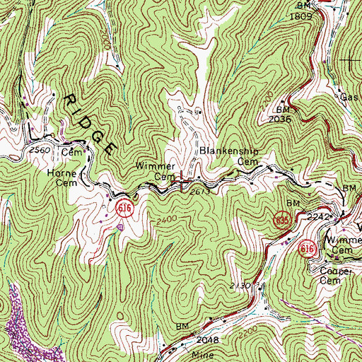 Topographic Map of Wimmer Cemetery, VA