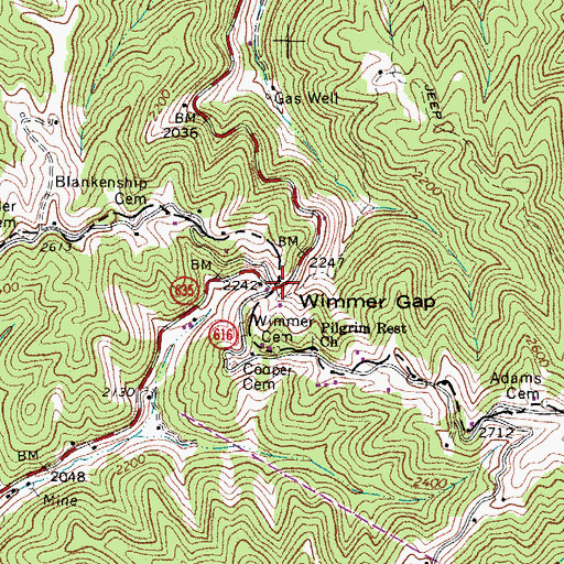 Topographic Map of Wimmer Gap, VA