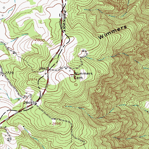 Topographic Map of Wimmers Cemetery, VA