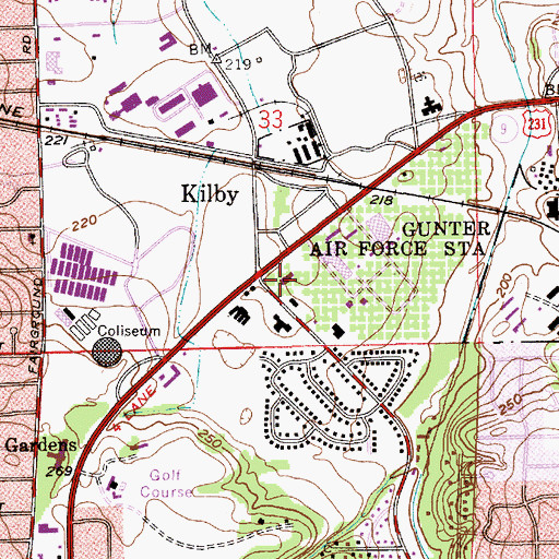 Topographic Map of Alabama Police Academy, AL