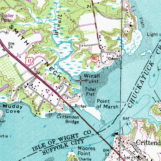 Topographic Map of Winall Creek, VA